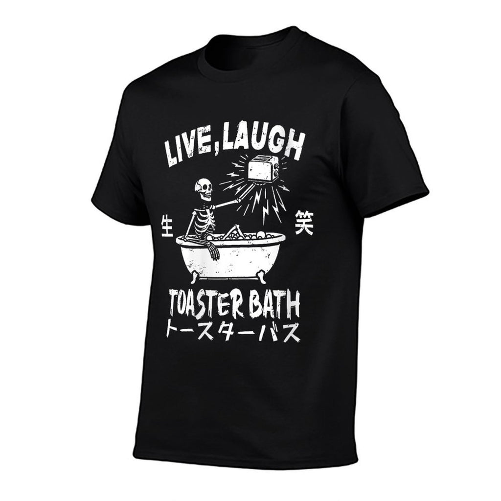 Womens Live Laugh Toaster Bath Japanese Funny Skeleton Meme  Slim-fit Cut T-Shirt