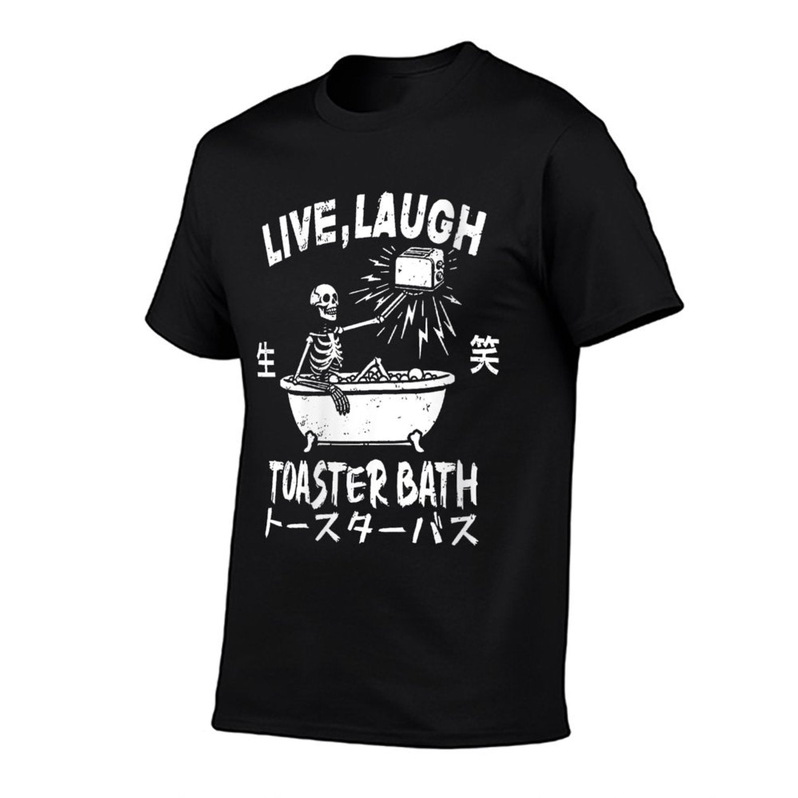 Womens Live Laugh Toaster Bath Japanese Funny Skeleton Meme  Slim-fit Cut T-Shirt