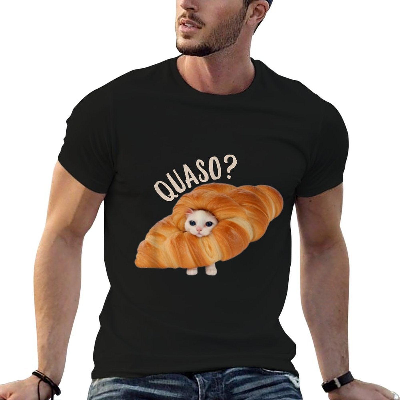 Croissant QuasoCat Meme for Women Vintage Croissant Cat Meme  Vintage-inspired T-Shirt