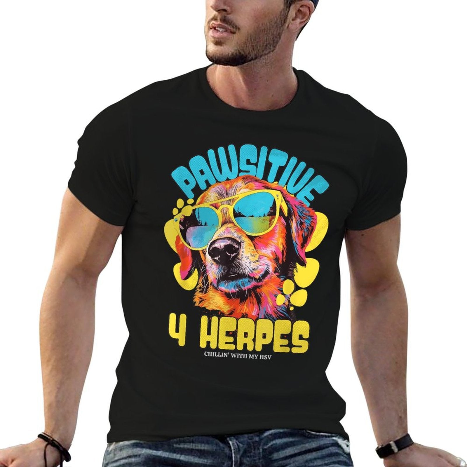 Pawsitive 4 Herpes HSV Awareness Funny Adult Humor Meme  Breathable T-Shirt