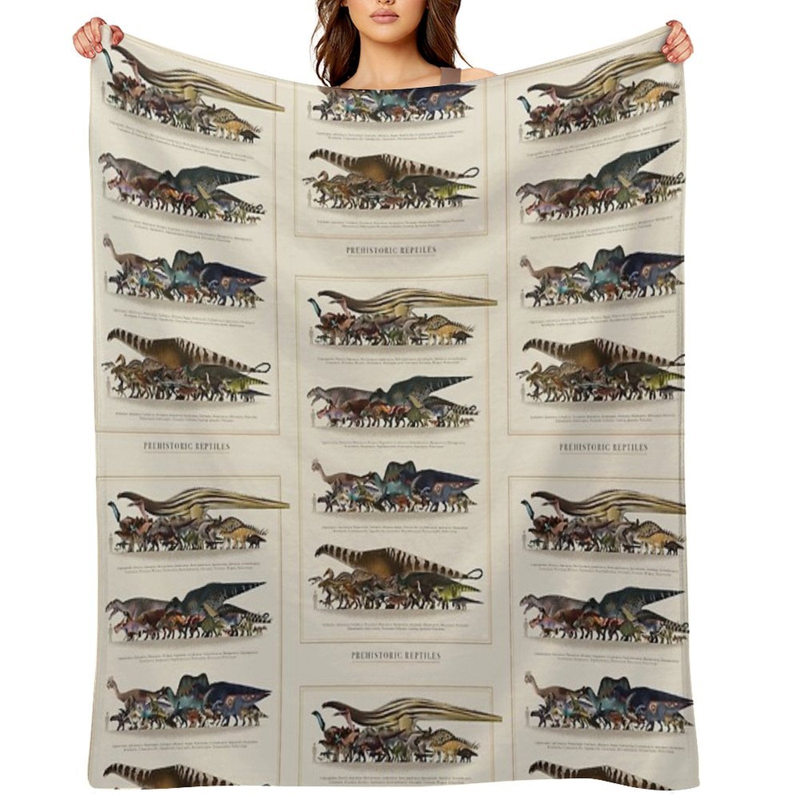 Prehistoric Reptiles Size Chart Anti-pilling Throw Blanket