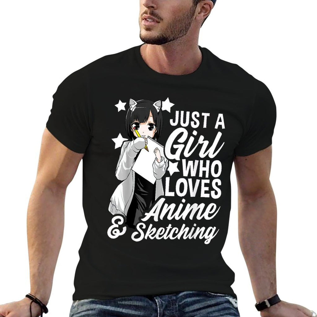 Anime Girl Just A Girl Who Loves Anime And Sketching Drawing  Moisture-wicking T-Shirt