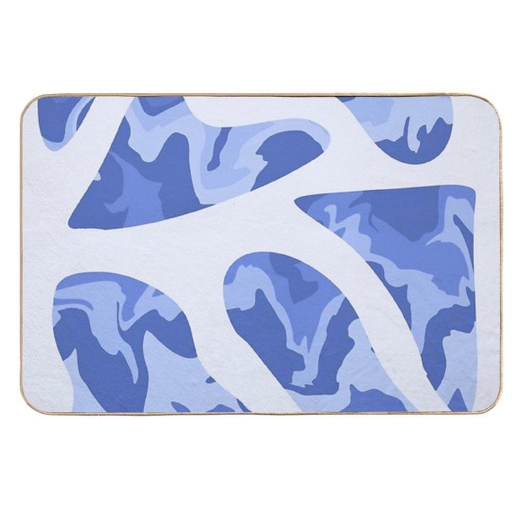 Swirly Blue Retro Splash  Slip-Resistant Bath Mat