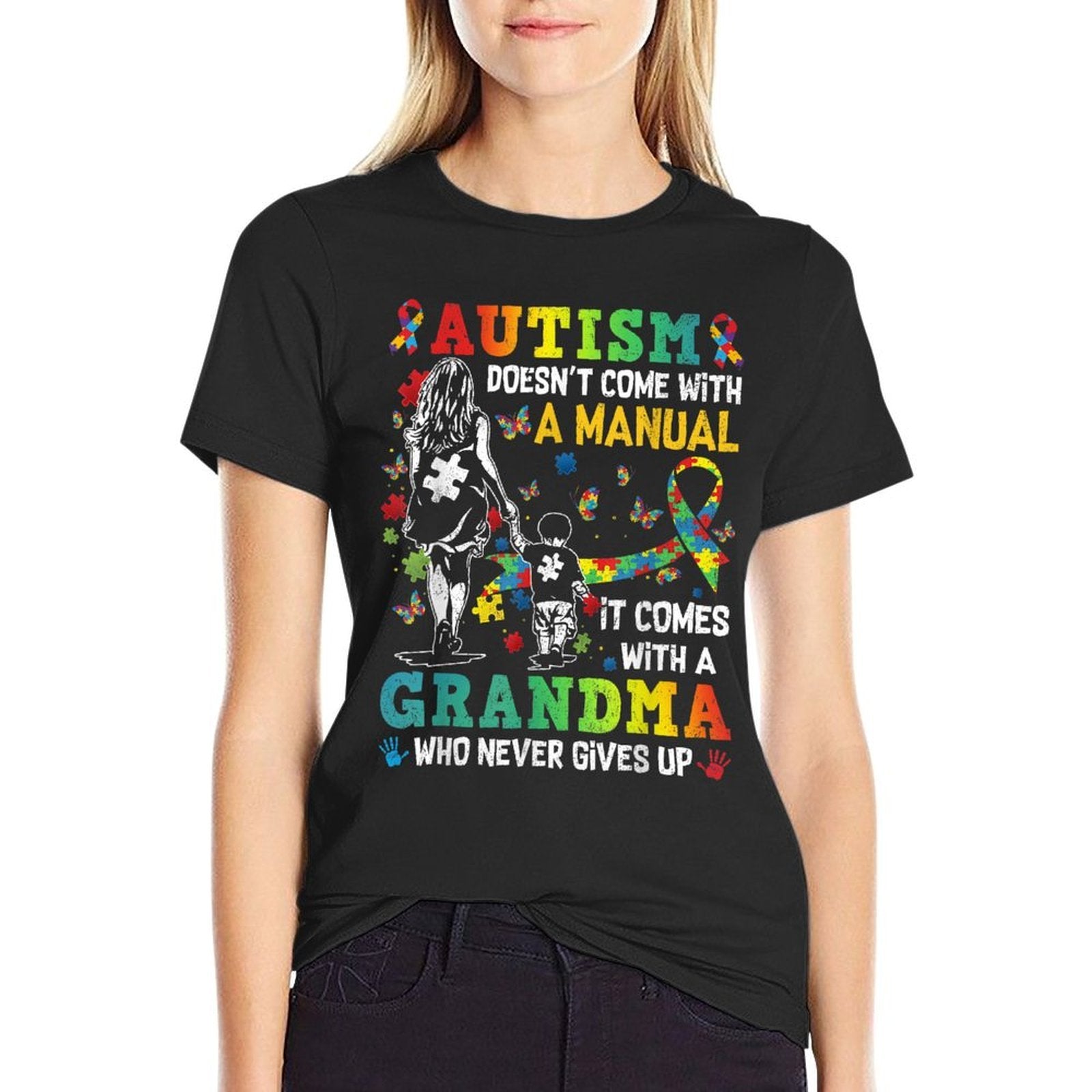 Autism Grandma Doesnt Come With A Manual Autism Awareness  Lightweight T-Shirt