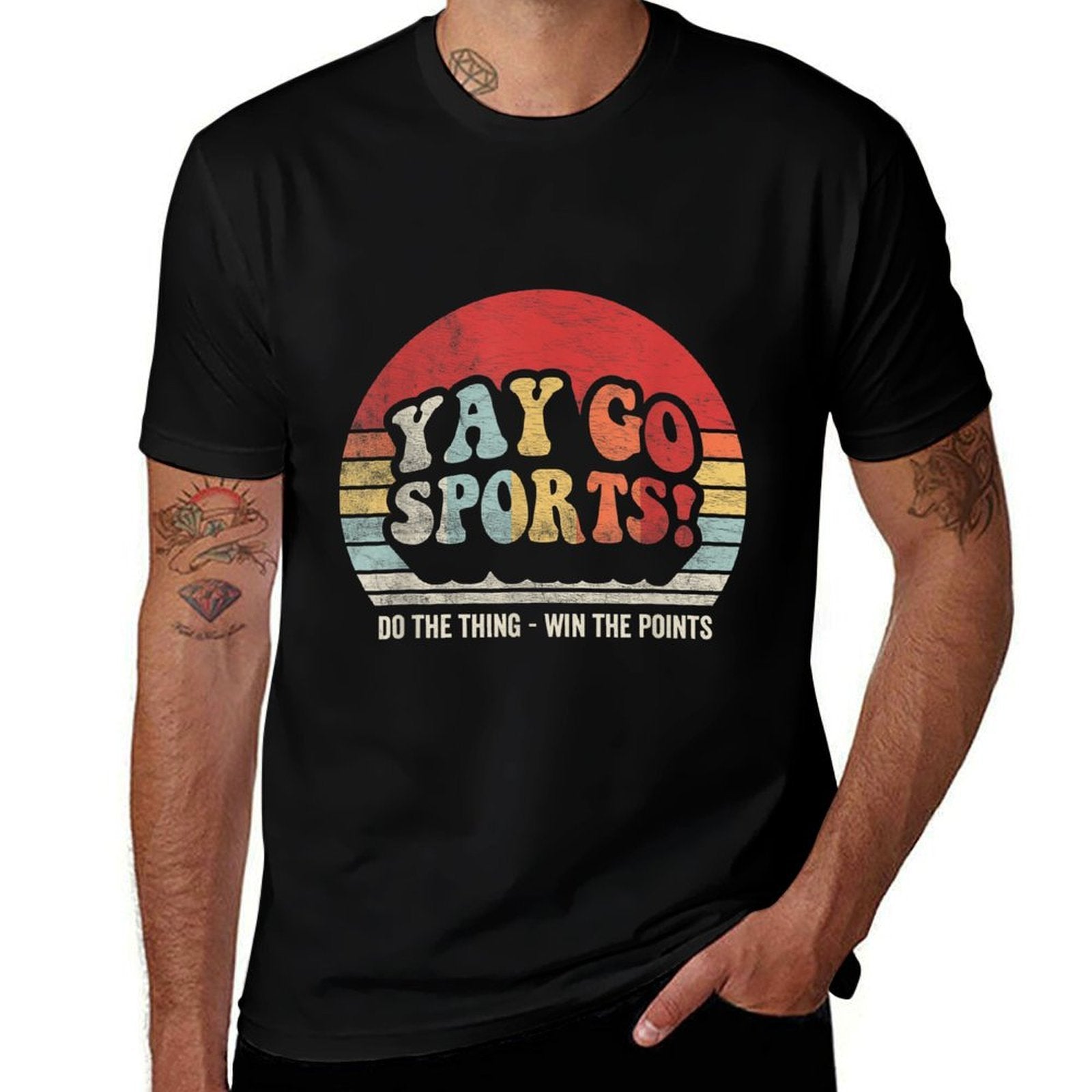 Vintage Retro Yay Go Sports! Funny Sports  Graphic-printed T-Shirt