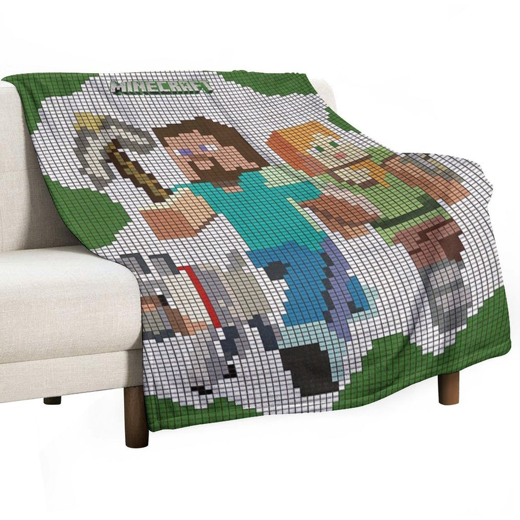 Steve And Alex Minecraft Theme Wrinkle-free Throw Blanket