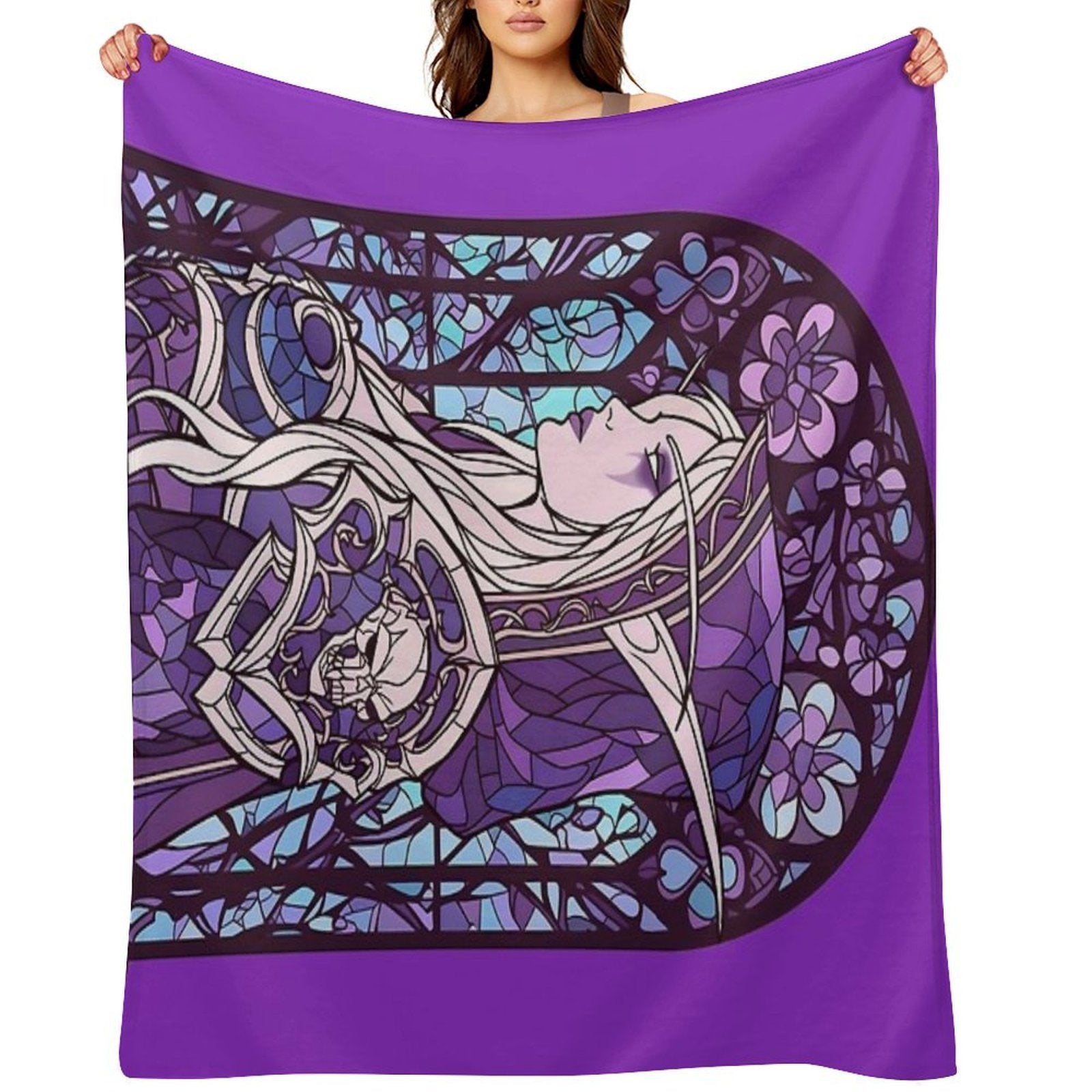 Stained Glass Sylvanas Wrinkle-free Throw Blanket