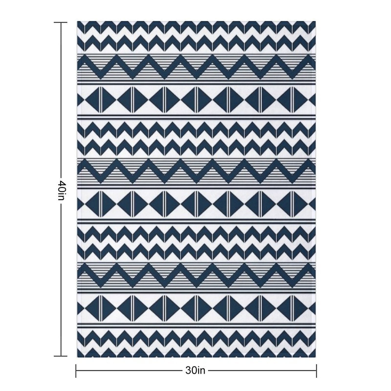 Navy Blue And White Geometry Machine-washable Throw Blanket