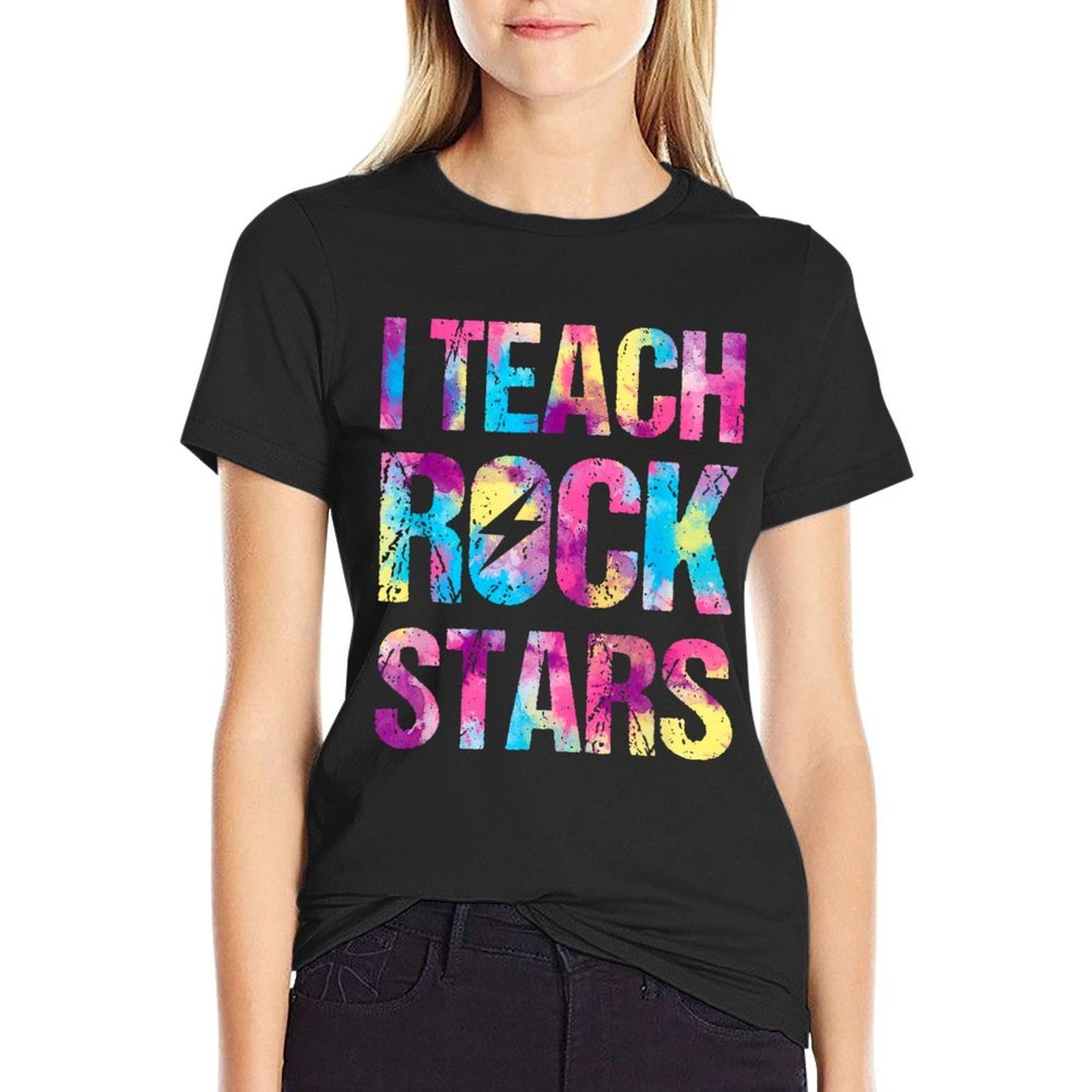 I Teach Rockstars Funny Music Teacher Back to School for Men Women Girls Kids  Summer-ready Fabric T-Shirt
