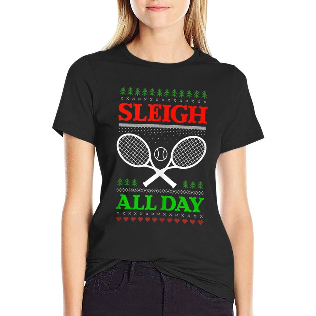 Sleigh All Day Design Christmas Tennis  Fade-proof Color T-Shirt