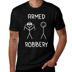 Armed Robbery Sarcastic Sarcasm Funny Stickman Stick Figure  Heathered Texture T-Shirt