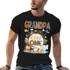 Grandpa Of The Wild One 1St Birthday Kids Safari Woodland  Polyester Blend T-Shirt