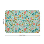 Blue Floral Pattern  Slip-Resistant Bath Mat
