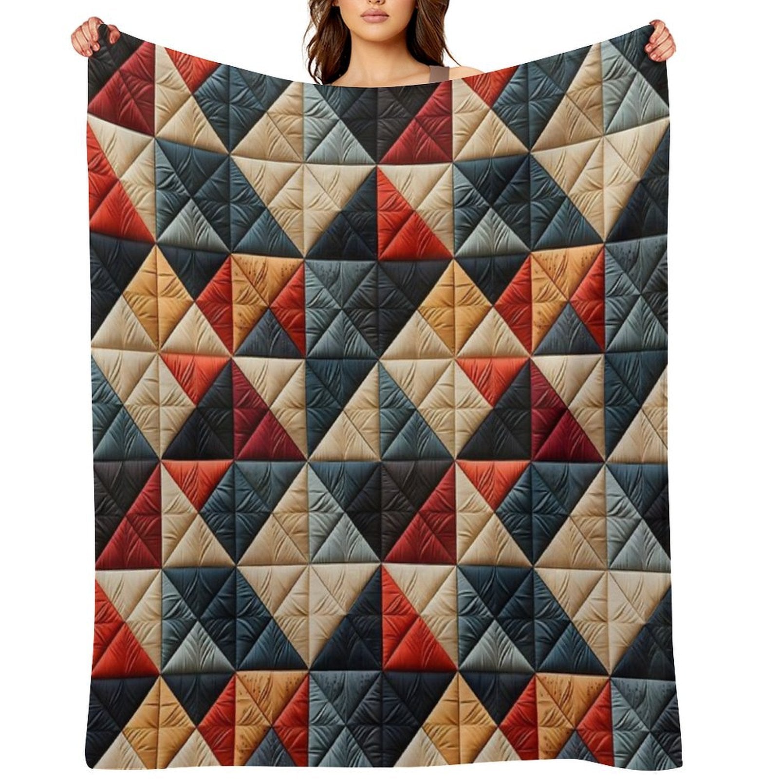 Vintage Geometric Patchwork Pattern Gift-ready Throw Blanket