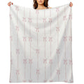 Pink Bow Ribbon Coquette Travel-friendly Throw Blanket