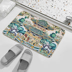Ceramic Tile Folk Art - Chinese Pagoda Chinoiserie  Versatile Bath Mat