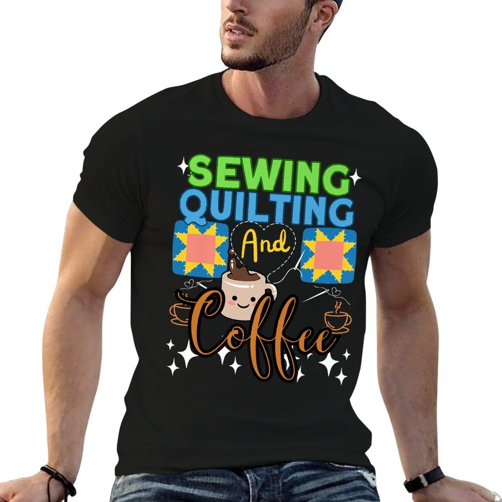 Sewing  Quilting Coffee - Sewer Quilters Novelty - Sewing Premium  Wrinkle-resistant T-Shirt