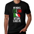 Italian My Mom Is Italian Nothing Scares Me Italian  Ribbed Collar T-Shirt