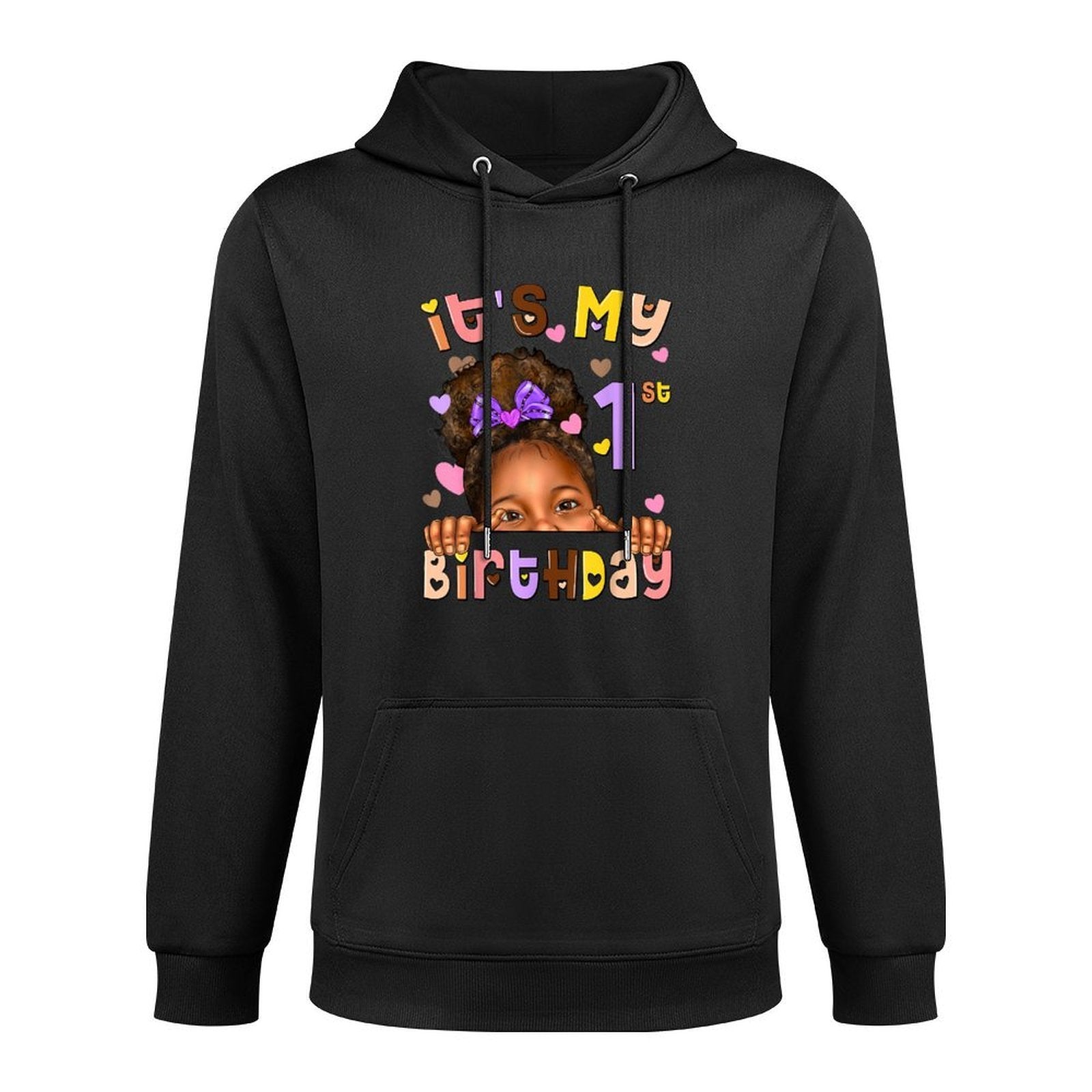 1 Year Old Kids Birthday Black Girl It's My 1st Birthday Casual Wear Hoodie