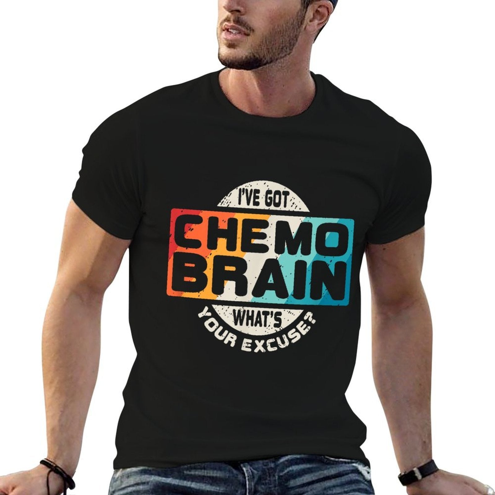 Cancer T Chemo Brain Retro Awareness Gift  Moisture-wicking T-Shirt