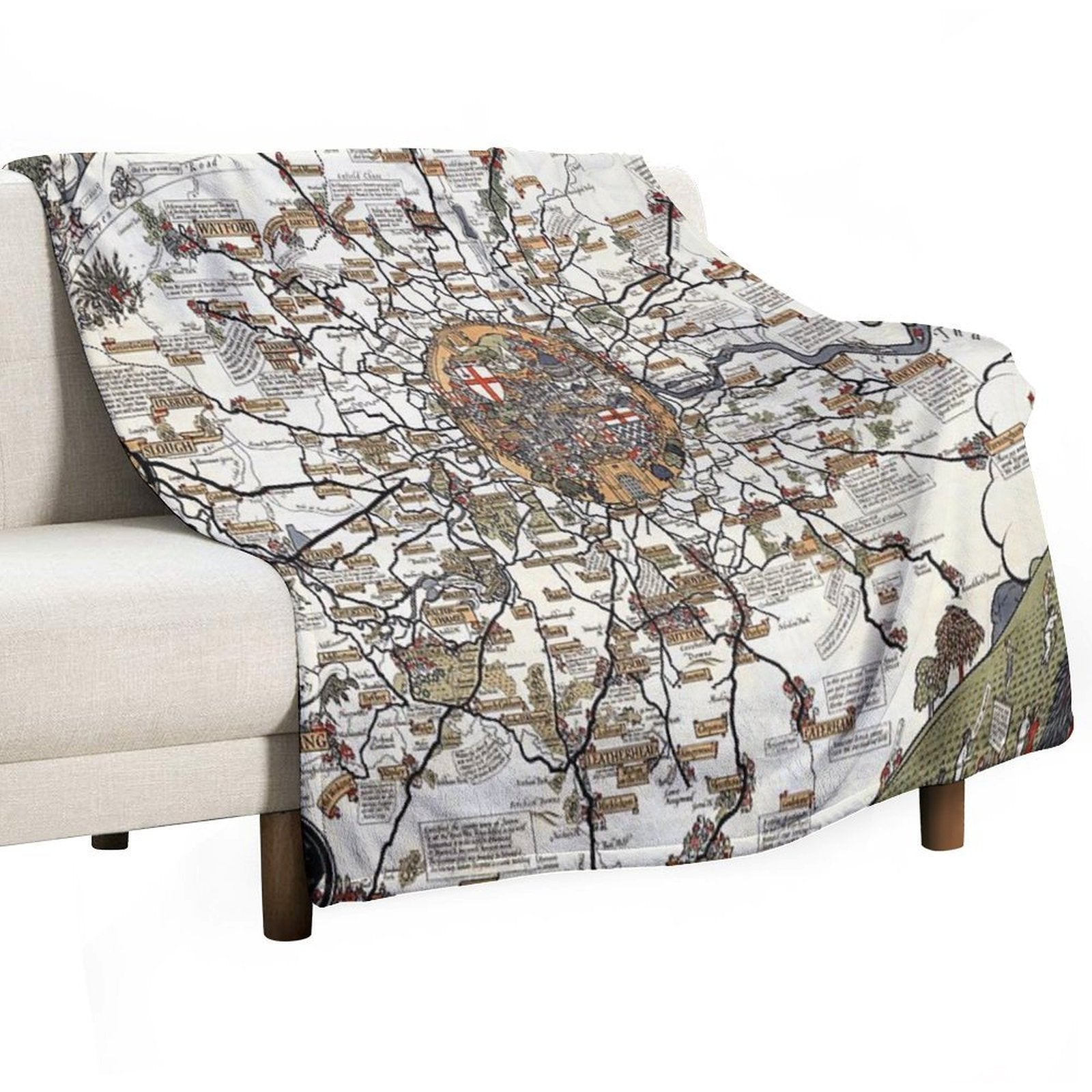 1928 Vintage London Bus-Services Map Lightweight Throw Blanket