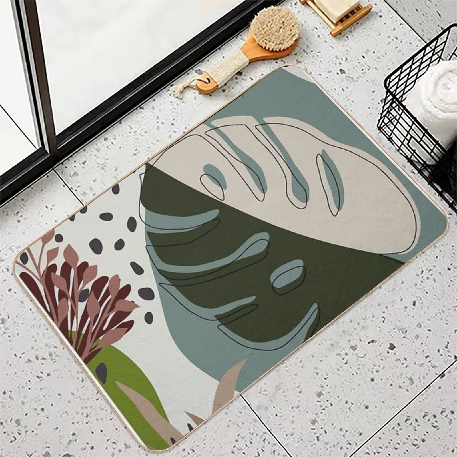 Summer Paradise Tropical Leavels  Long-Lasting Bath Mat