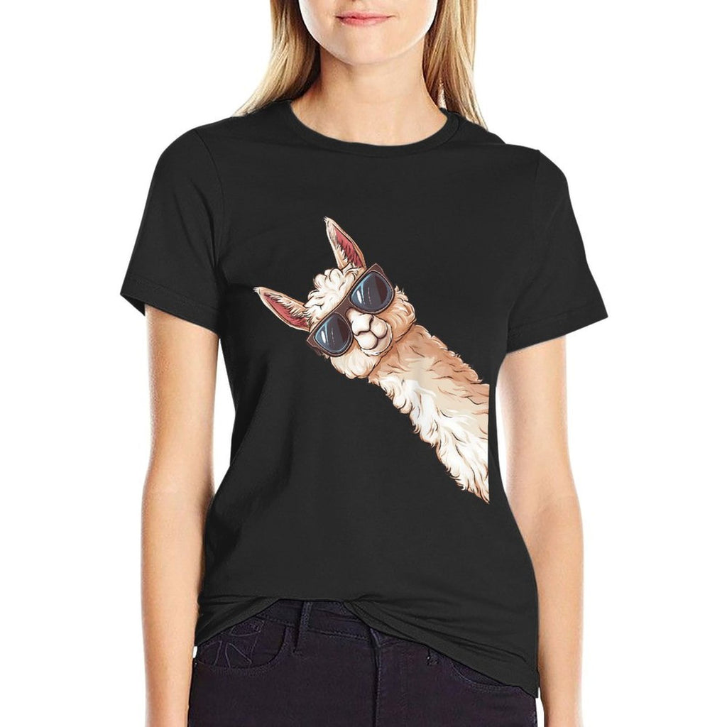 Llama Alpaca Lama Sunglasses  Easy-care T-Shirt