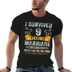 9th Wedding Anniversary Shirt Couples Husband Wife 9 Years  Lightweight T-Shirt