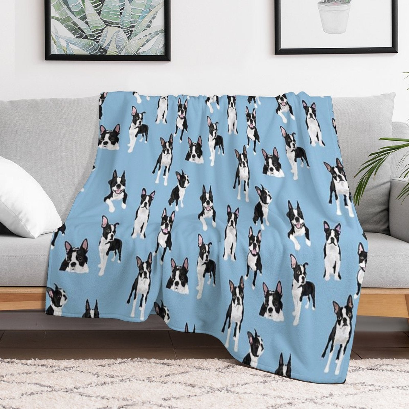 Boston Terrier Shrink-resistant Throw Blanket
