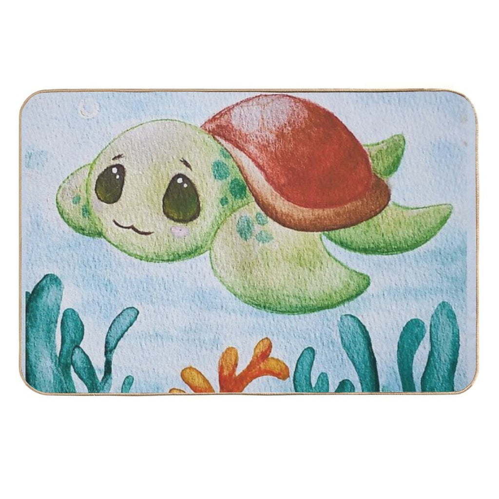 Cute Watercolor Sea Turtle  Multi-Purpose Bath Mat