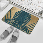 Art Deco Glamour - Teal And Gold  Stain-Proof Bath Mat