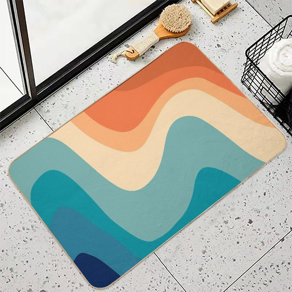 Retro Summer Swirl Wave #1 #minimal #decor #art  Rapid-Drying Bath Mat
