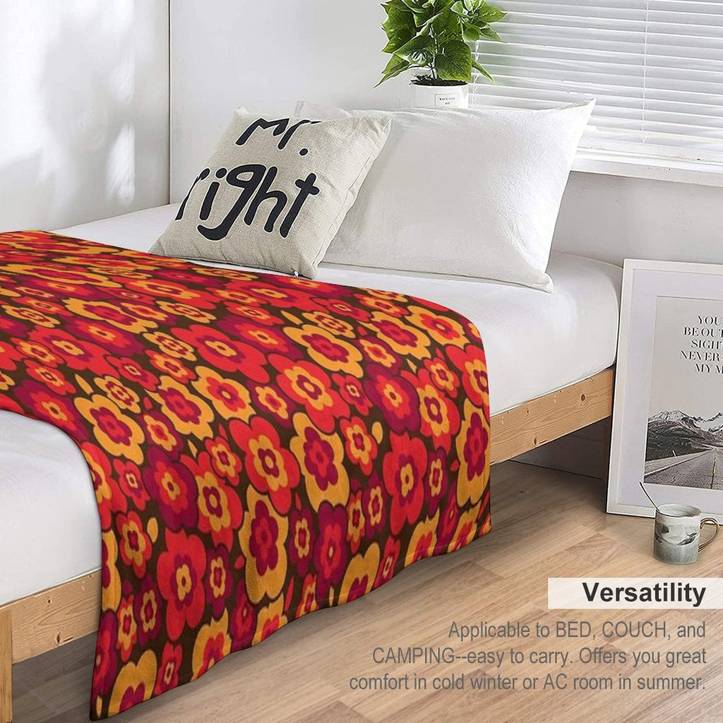 Retro Vintage Orange Poppies Gift-ready Throw Blanket