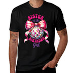 Sister Of The Birthday Girl Family Pink Coquette Bow Disco  Vintage-inspired T-Shirt