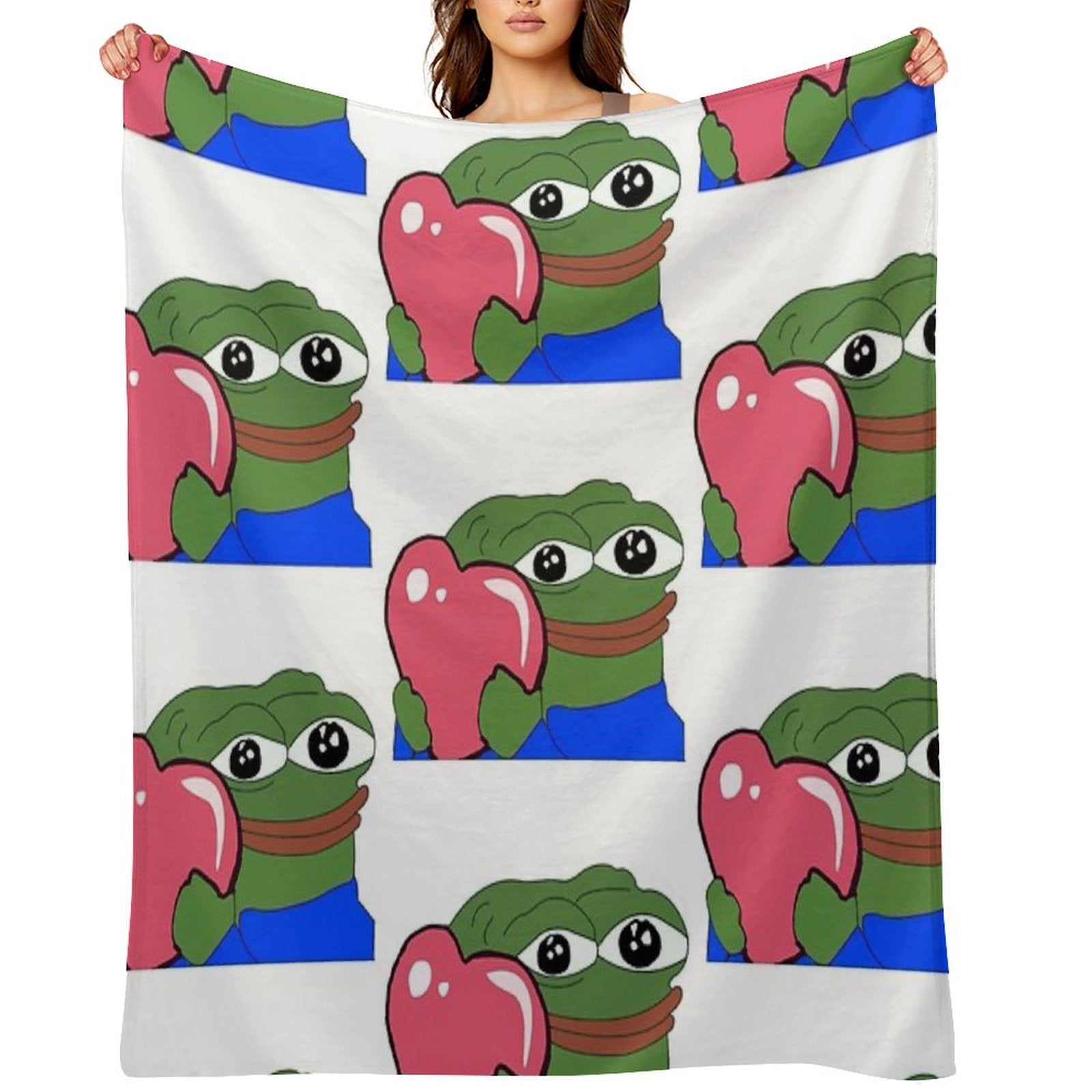 Peepo Heart Pepe Love Wrinkle-free Throw Blanket