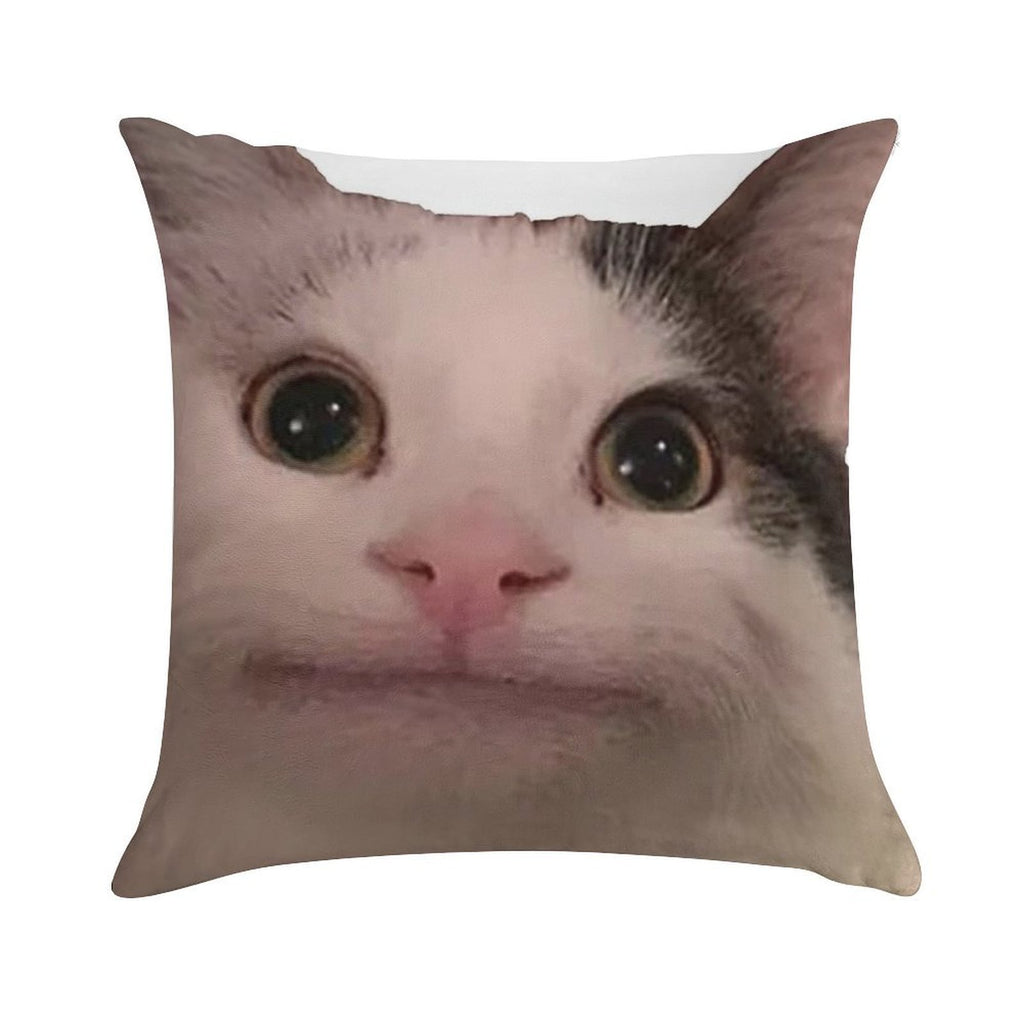 Polite Cat Meme, Funny Cat Meme Soft Warmth Comfort Throw Pillow