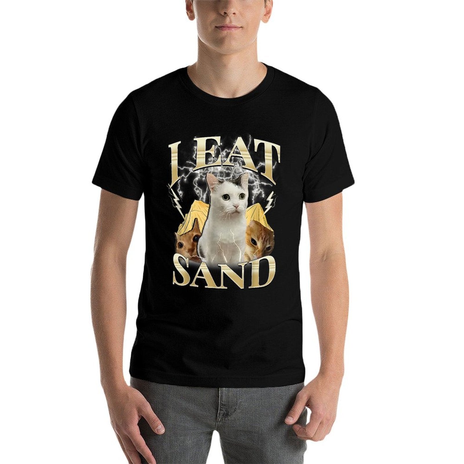 I EAT SAND Silly Cat Meme Funny Graphic for Cat Lovers for Men Women Kids  Classic T-Shirt