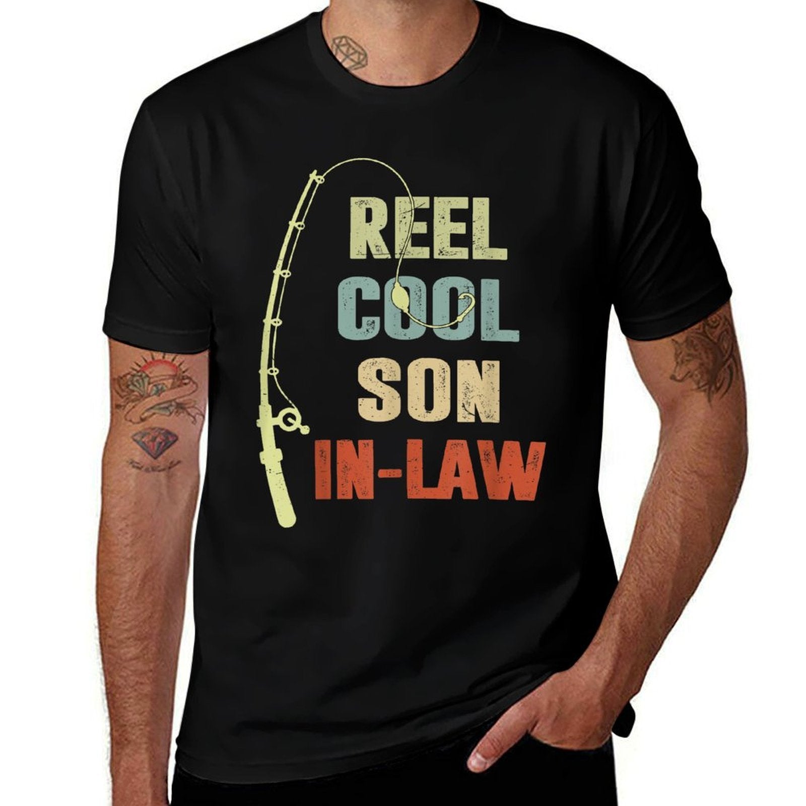 Retro Reel Cool Son In Law Funny Father Gift Bass Fishing  Vintage-inspired T-Shirt