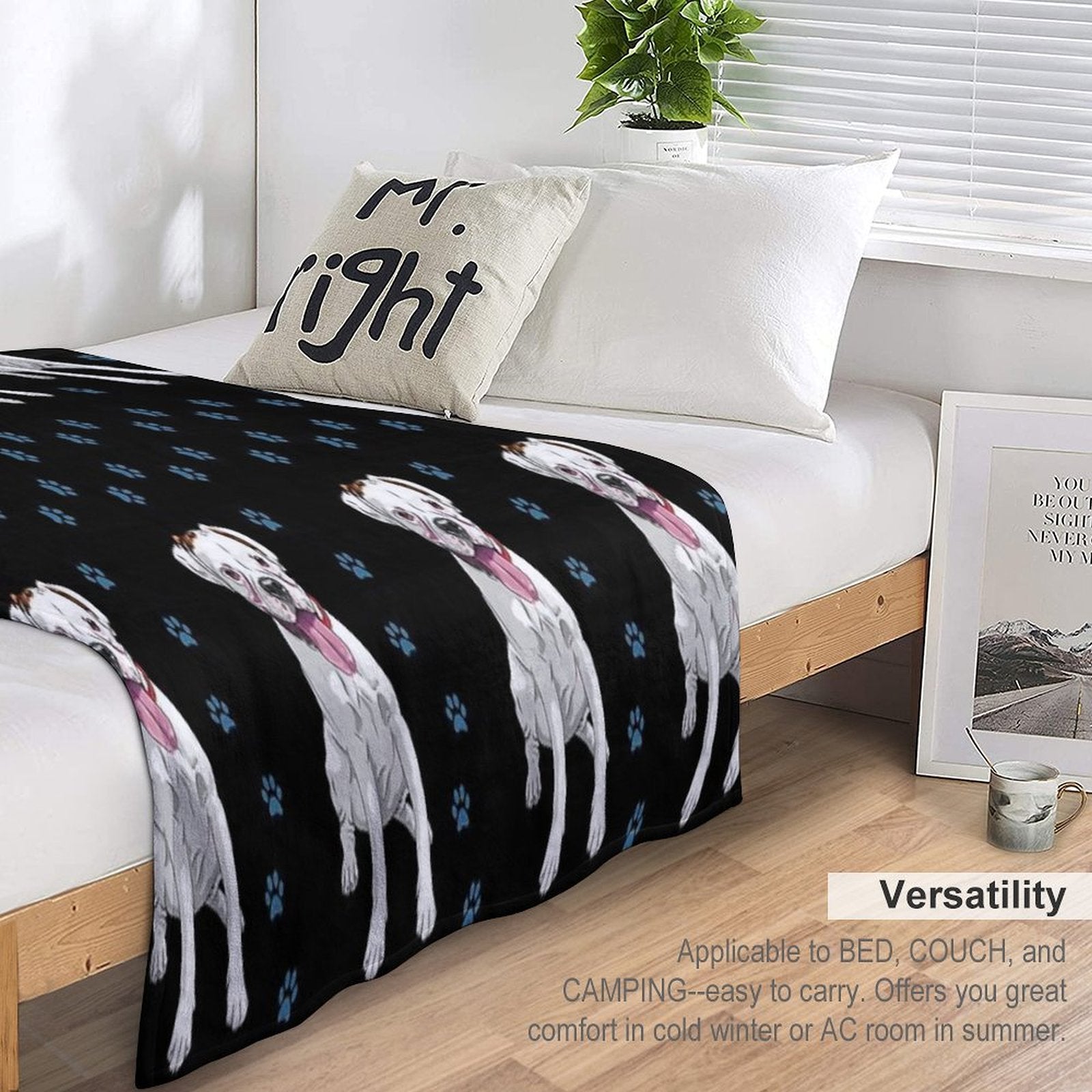 White Boxer Dog Cute Pattern Travel-friendly Throw Blanket