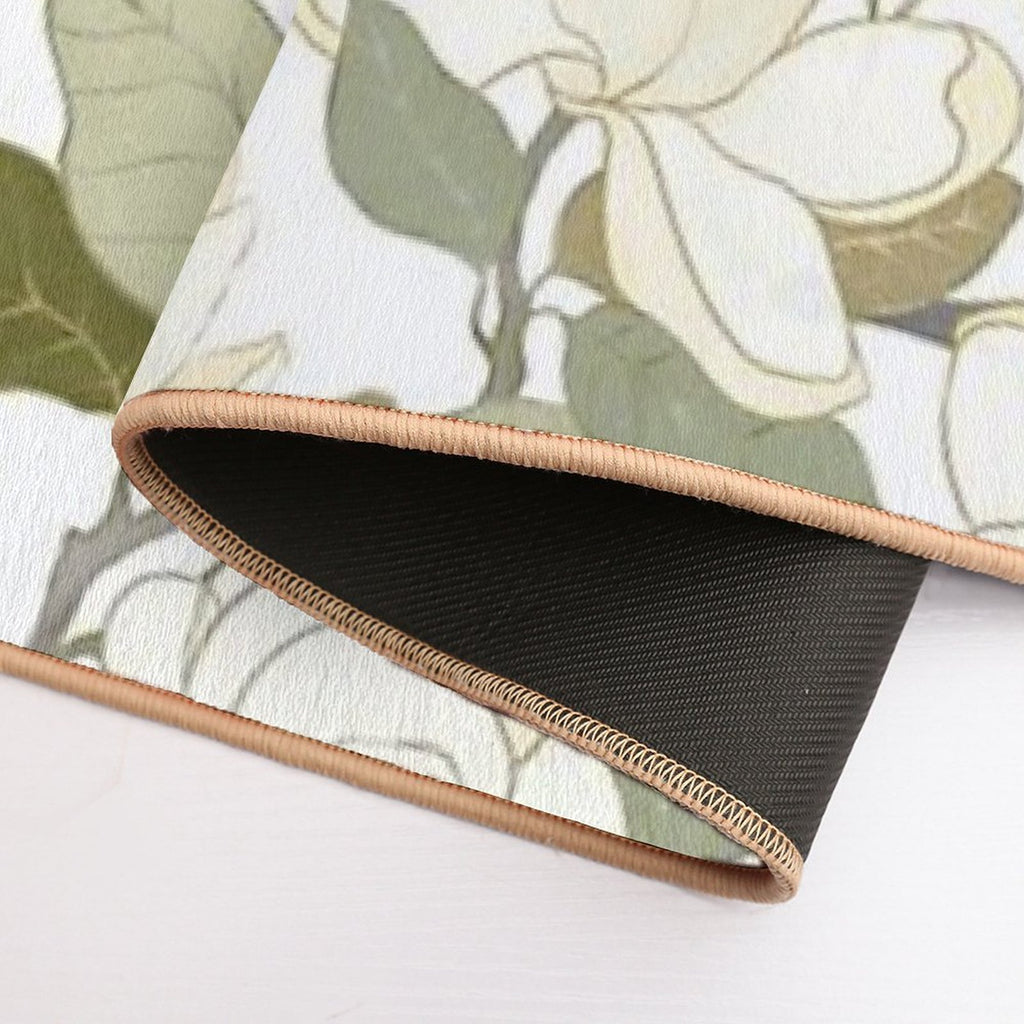 White Magnolia Flowers  Easy To Clean Bath Mat