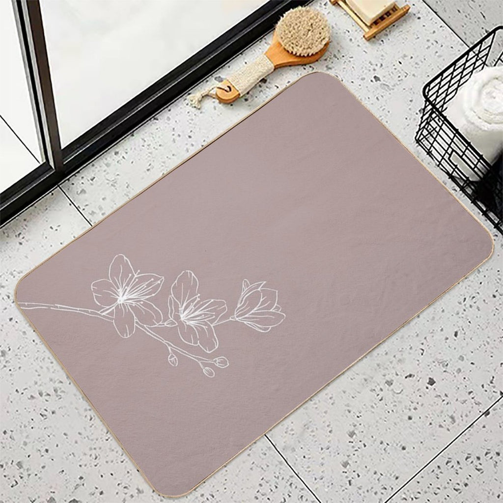Minimal Flower Print Pink  Toxin-Free Bath Mat