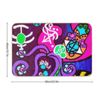 Abstract Colorful Floral And Symbols  Easy Maintenance Bath Mat