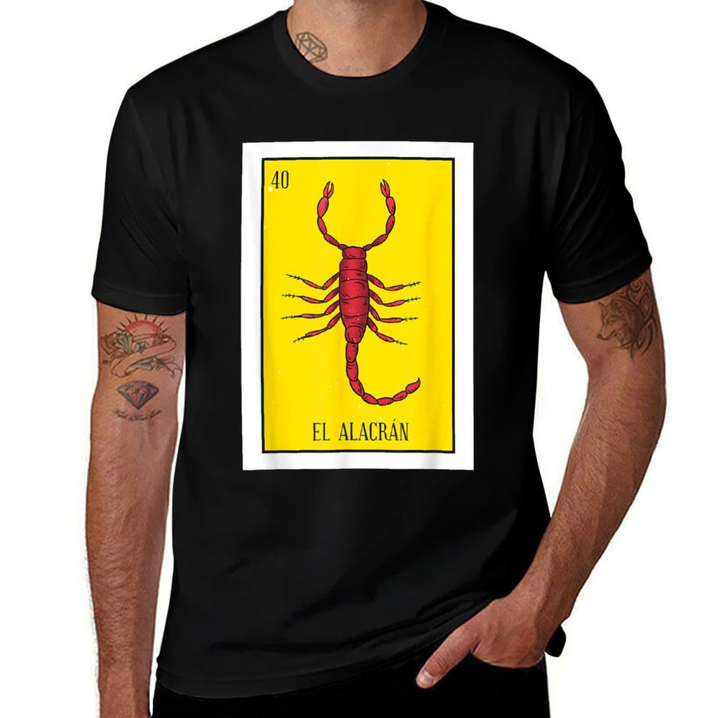El Alacran Lottery Gift The Scorpion Card Mexican Lottery Premium  Rolled Sleeves T-Shirt