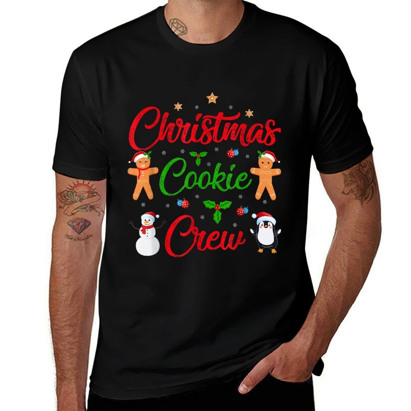 Christmas Cookie Crew Family Baking Team Baker Holiday Xmas  Heathered Texture T-Shirt