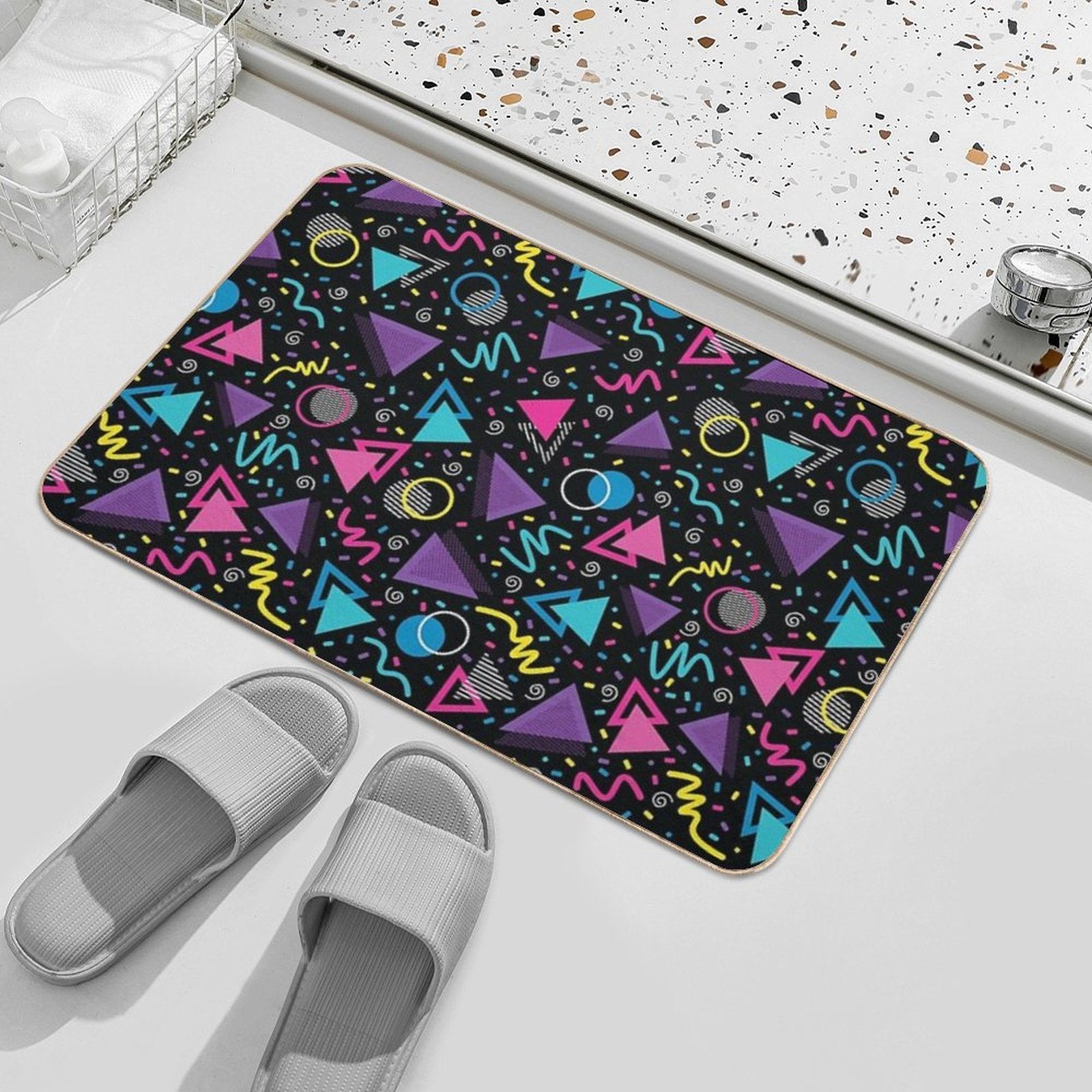 Neon Retro 90S Sprinkle Pattern Durable Bath Mat
