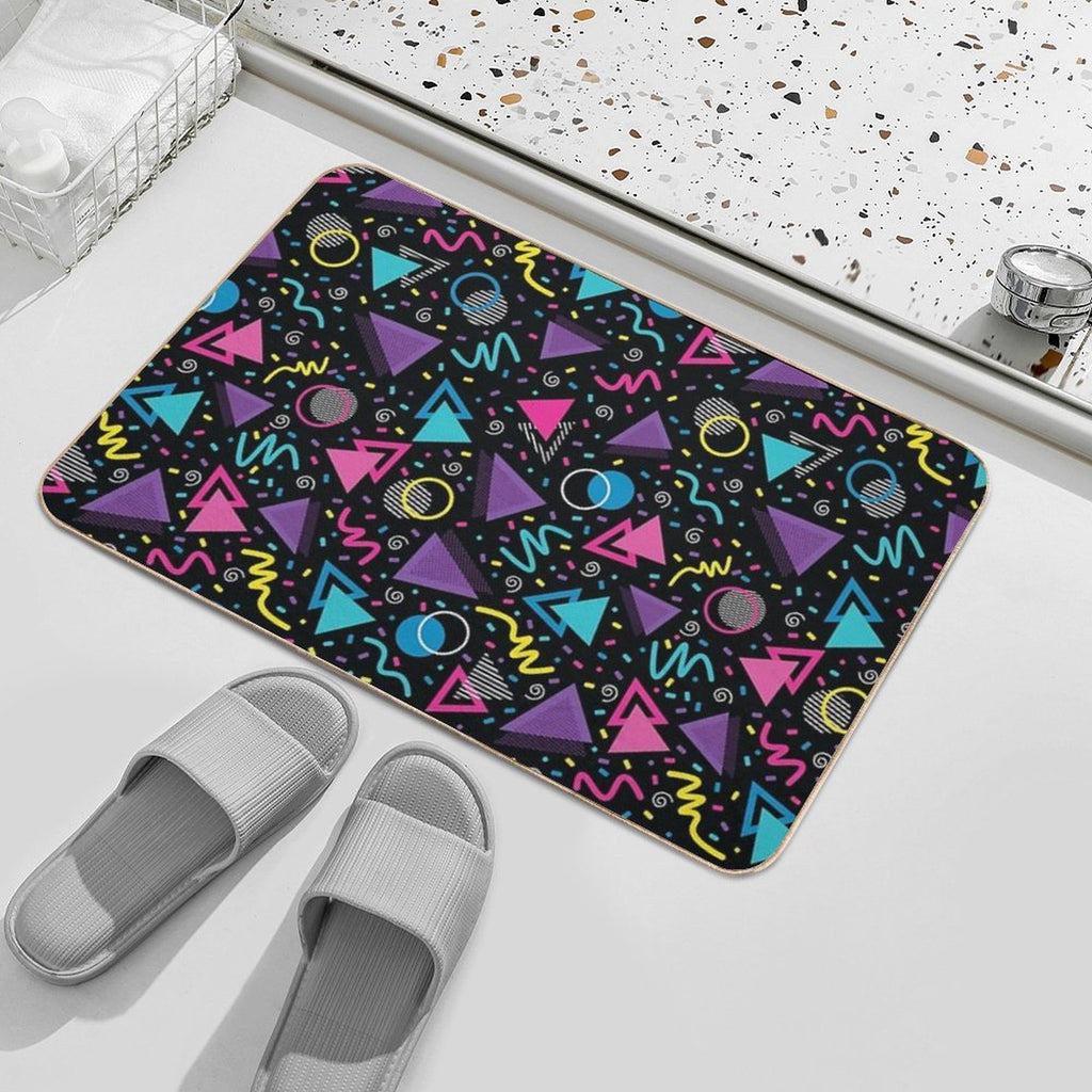 Neon Retro 90S Sprinkle Pattern  Anti-Trip Bath Mat