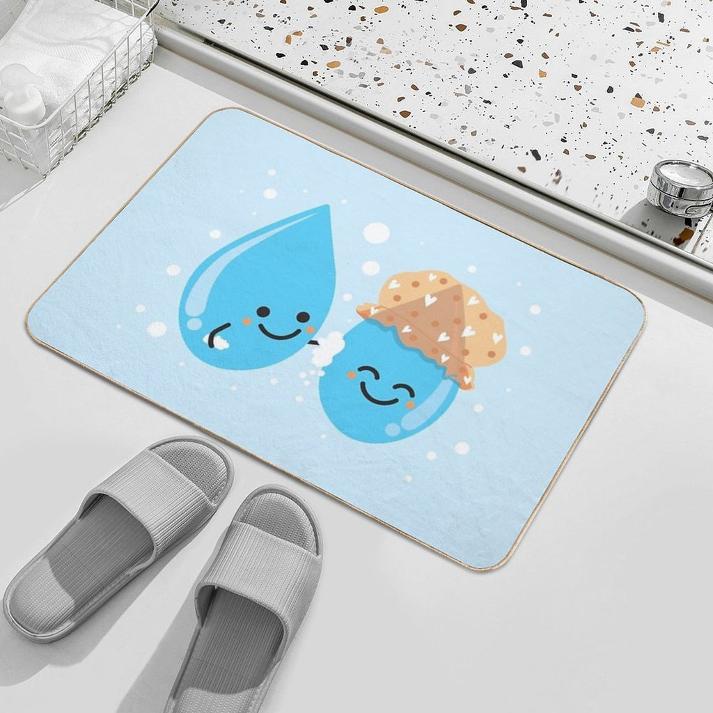 Cute Water Droplets Bathing  Multi-Purpose Bath Mat