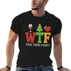 Christmas WTF Wine Trees Family Santa Christmastree Premium Tri-Blend  Trendy Pattern T-Shirt