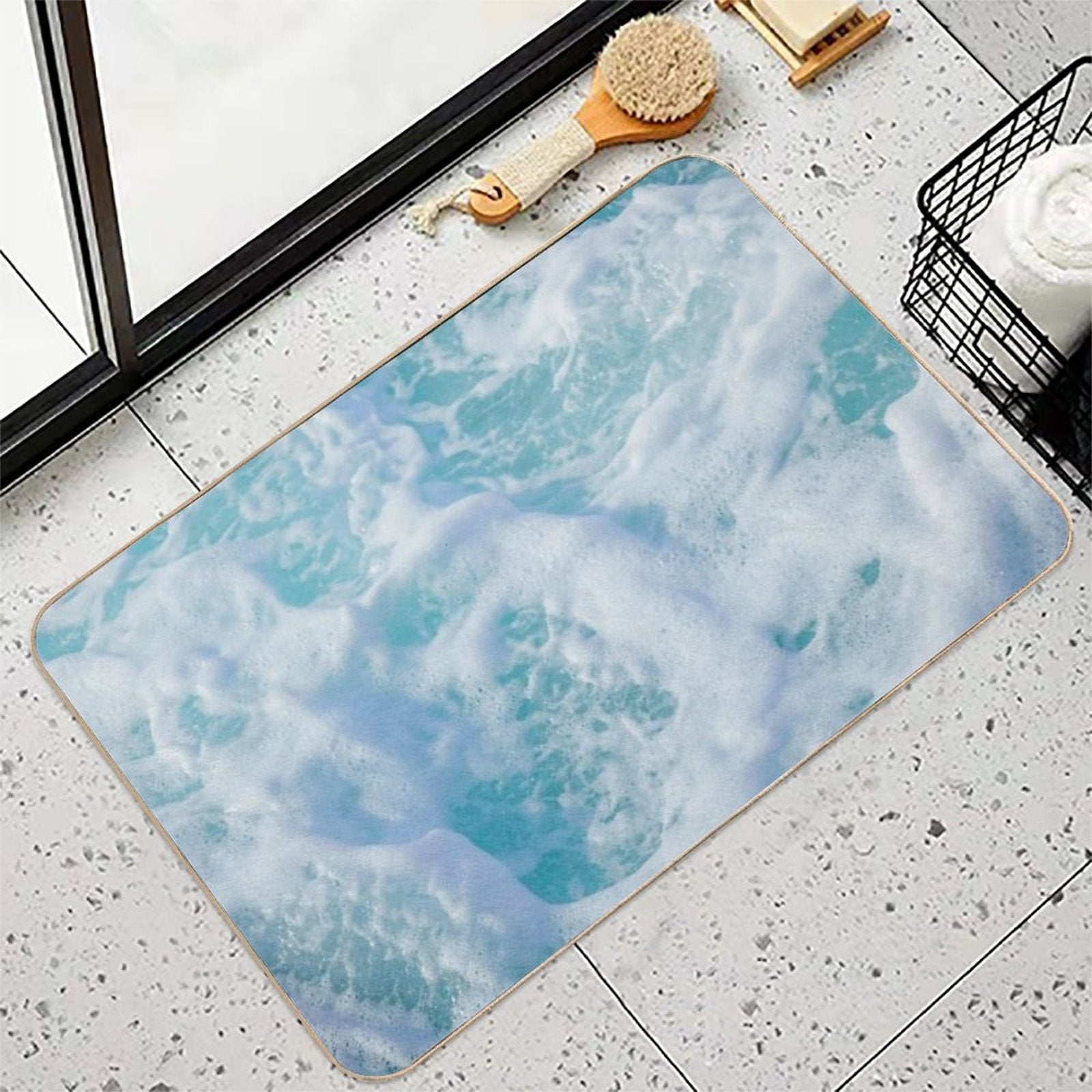 Blue Ocean Waves  Slip-Resistant Bath Mat