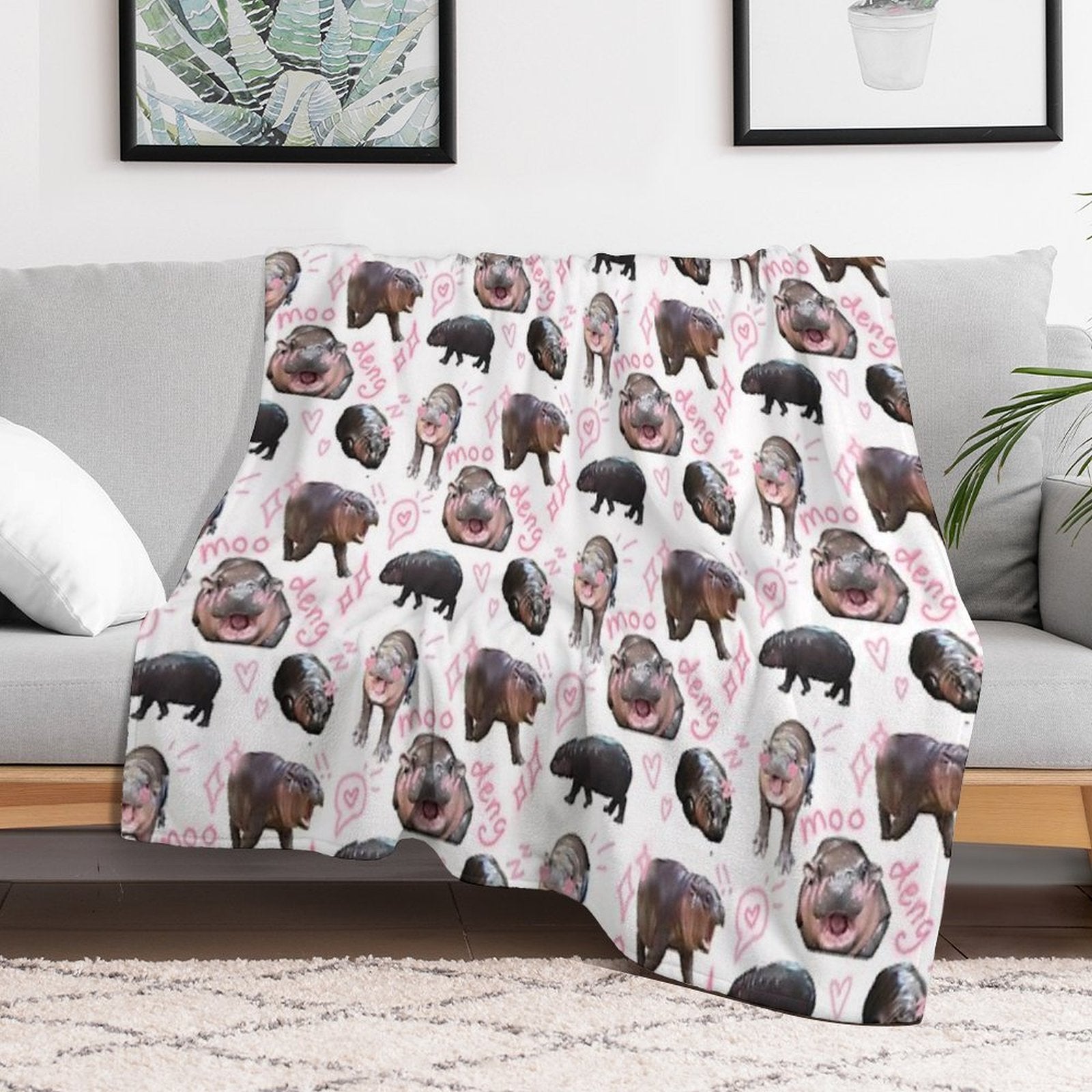 MOO DENG IS SO CUTIE Easy Care Throw Blanket
